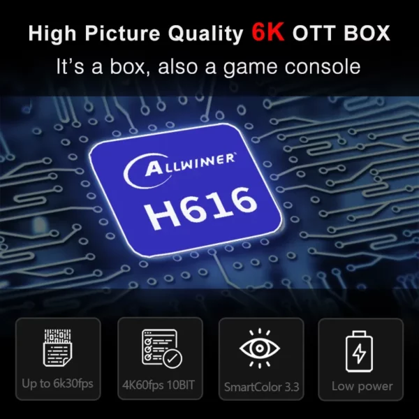 H96 max H616 Hot-selling 6k Smart tv box Android 10.0 digital android tv box - Image 3