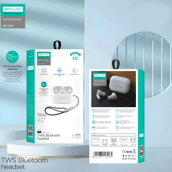 SBT-900 SOVO PRO 2 TWS Bluetooth Earbuds With Analog Noise Cancelling - Image 10