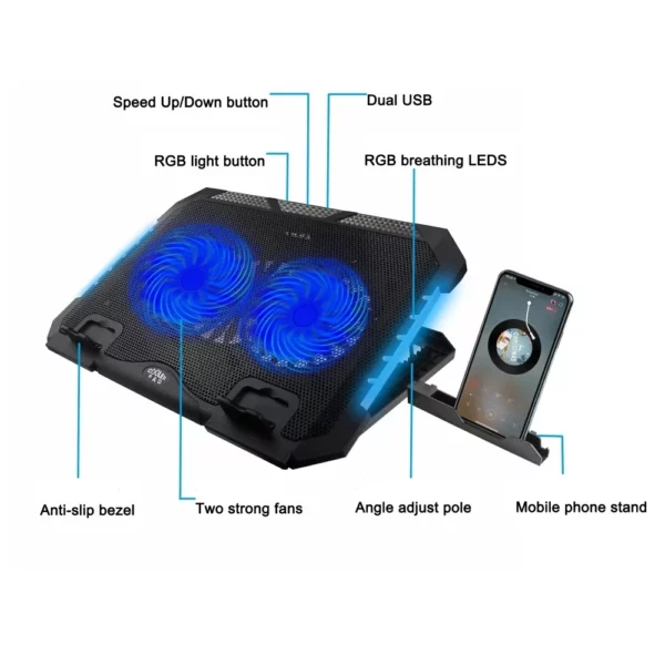 Cb-900 Cooling Pad For 14-17 Inch Laptops Gaming Notebook - Image 2