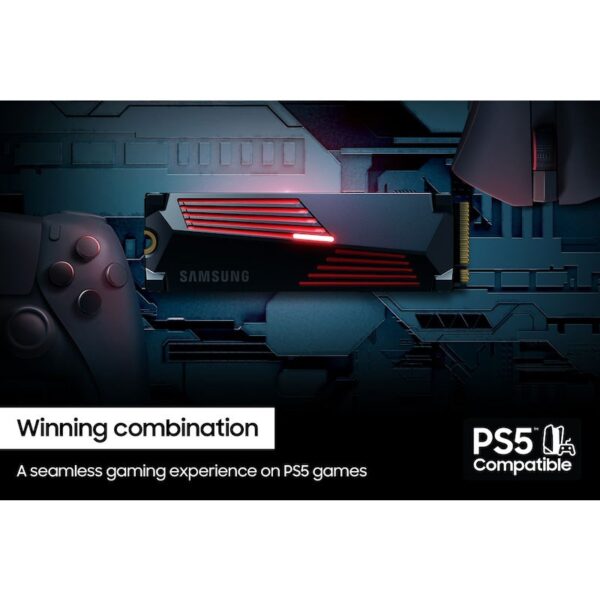 Samsung 990 PRO w/ Heatsink PCIe® 4.0 NVMe™ M.2 (2280) SSD 1TB MZ-V9P1T0 | Compatible with Playstation 5 - Image 4