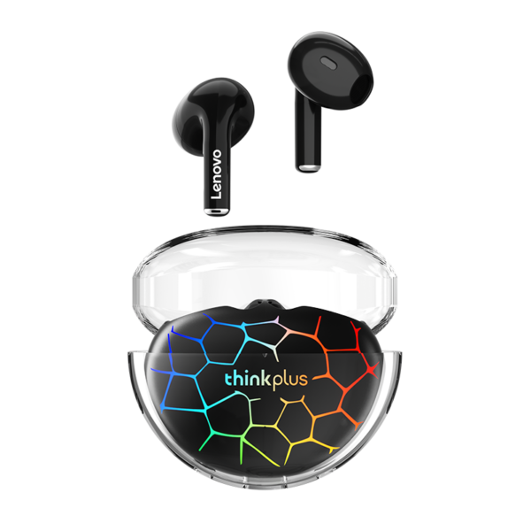 Lenovo LP80 Pro TWS Bluetooth Headphones – RGB, Low Latency, Wireless (Black/White) - Image 2