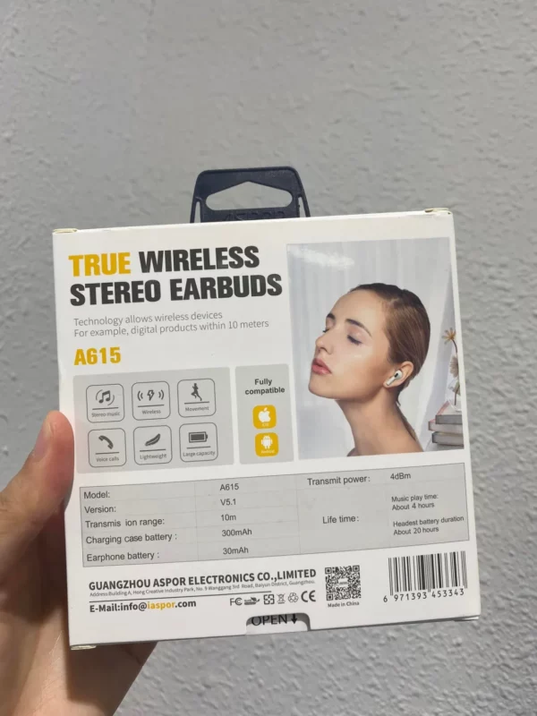 ASPOR A615 AirPods 3 with HIFI Surround Sound, Bluetooth 5.1, Wireless Charging - Image 3