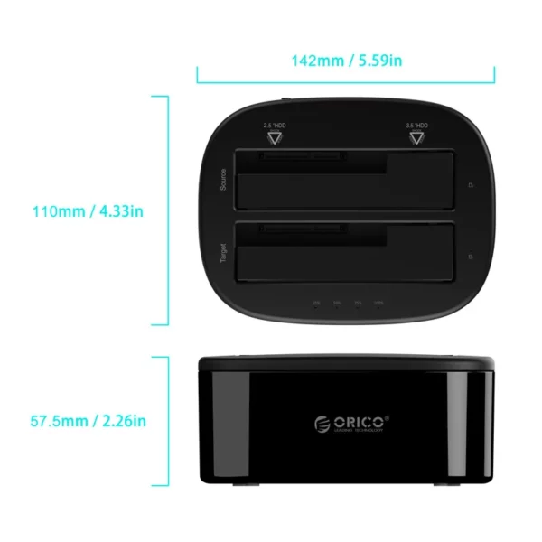Orico (6228US3-C) Dual-Bay HDD and SSD Hard Drive Dock - Image 4