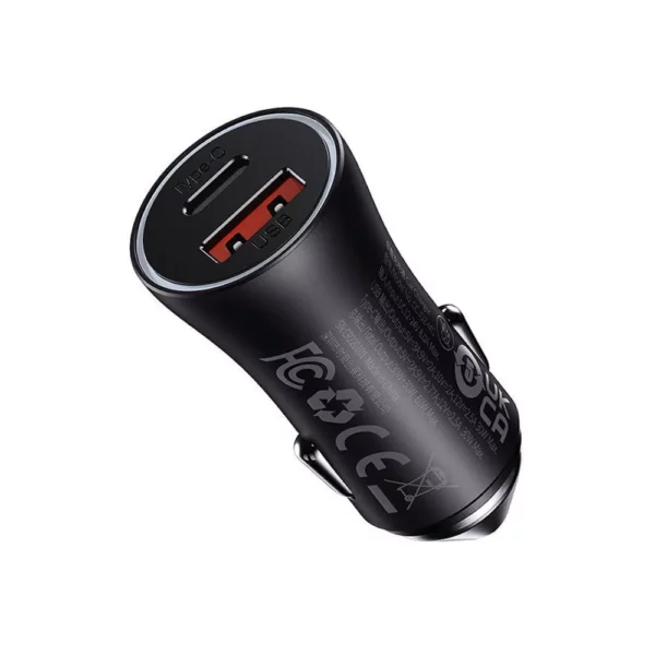 Baseus Golden Contactor Max Dual Fast Charger Car Charger U+C 60W Dark Gray
