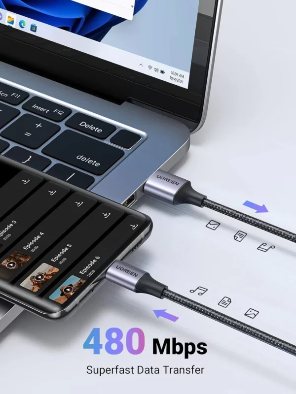 UGREEN US288 USB-A TO USB C CABLE NICKEL PLATING ALUMINUM 1M - Image 3