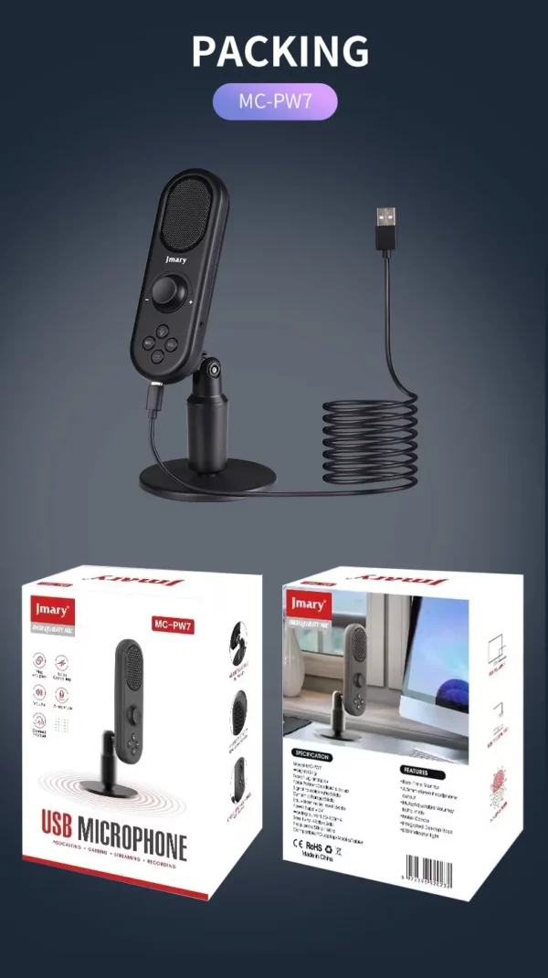 Jmary MC-PW7 Professional Usb Microphone For Podcasting, Gaming, Streaming, Recordings With Noise Reduction - Image 2