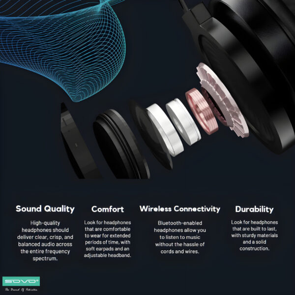 SOVO Boom-X Hi-Res Premium Sound Stereo Wireless Headphones - Image 9