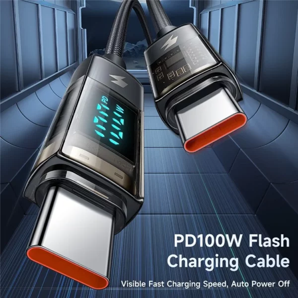 McDodo CA-3610 5A 100W Type-C to Type-C Charging Cable, 1.2m Auto Power Off Transparent Data Cable with Digital Display - Image 2