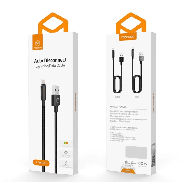 Mcdodo CA4600 King Series 2.4A Auto Power Off Lightning Cable Compatible For iPhone with LED Light (1.2m) - Image 5