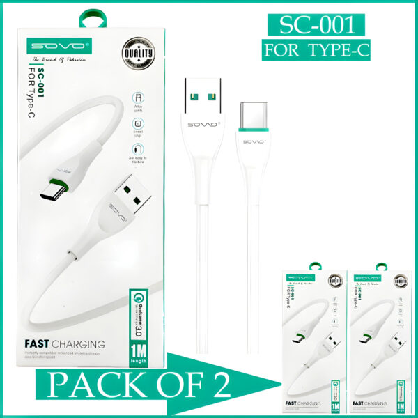 SOVO SC-001 Pack Of 2 Fast Charging Micro And Type-C Cables - Image 5