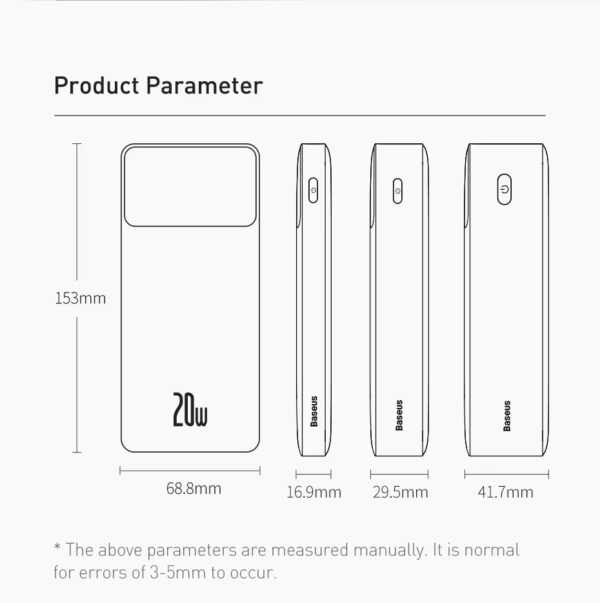 Baseus Bipow Digital Display Power Bank 30000mAh 20W in Black - Image 4