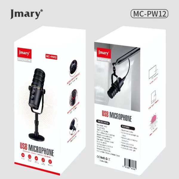 JMARY MC-PW12 USB Mic 360 Degree Rotating Zero Latency Desktop Microphone - Image 7