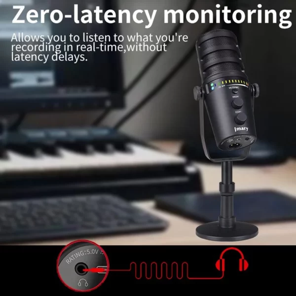 JMARY MC-PW12 USB Mic 360 Degree Rotating Zero Latency Desktop Microphone - Image 6