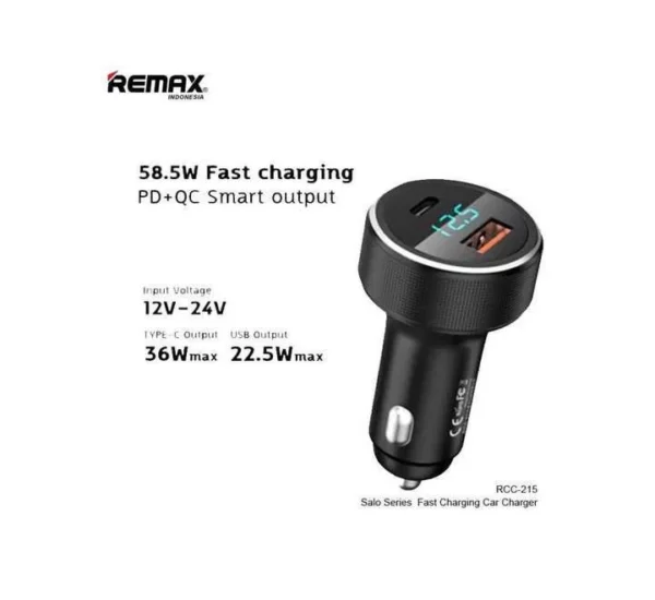 Remax RCC215 Salo Series 58.5W PD+QC Fast Charging Car Charger - Image 2