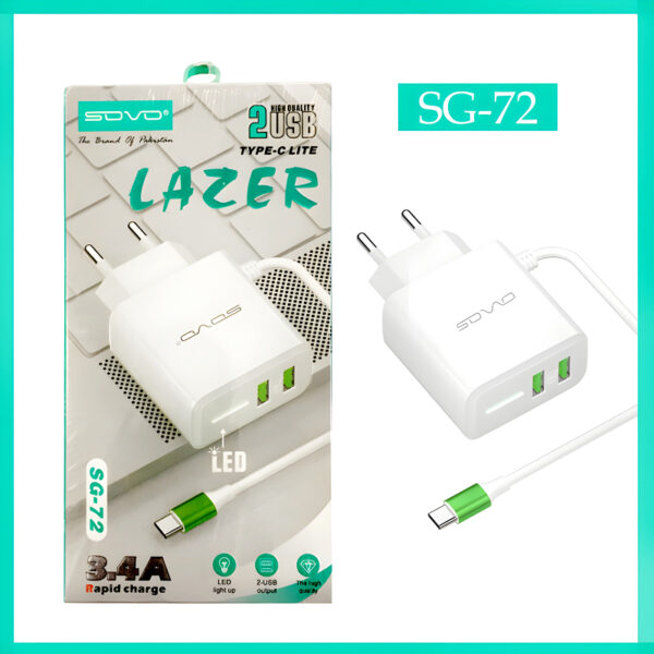 SOVO SG-72 Lazer 3.4-Amp Charger With Dual USB Output And LED Light - Image 4