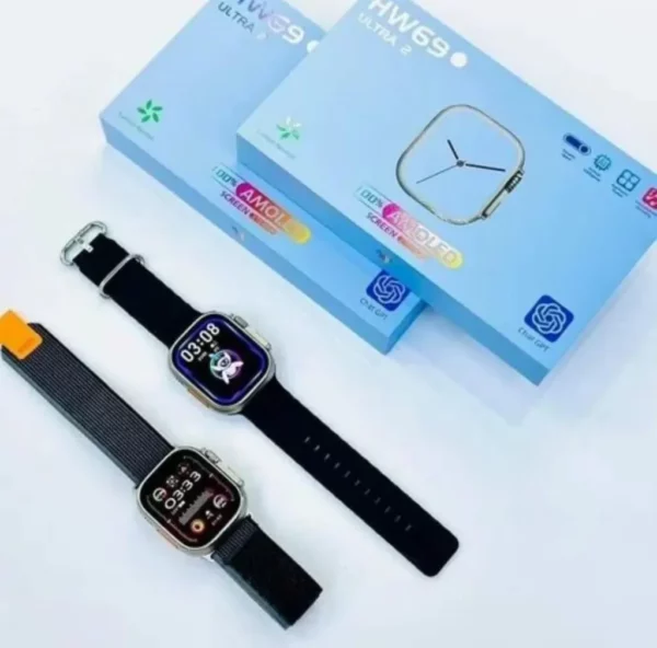 HW69 Ultra 2 SmartWatch Amoled 2.1 inch, ChatGPT Bluetooth Calling, Dual Style Straps - Image 2