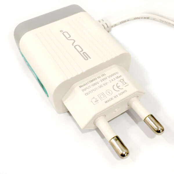 SOVO Combo SG-101 3.4A Quick Charger With Dual Attached Cables - Image 5