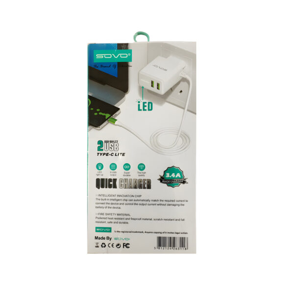 SOVO SG-72 Lazer 3.4-Amp Charger With Dual USB Output And LED Light - Image 5