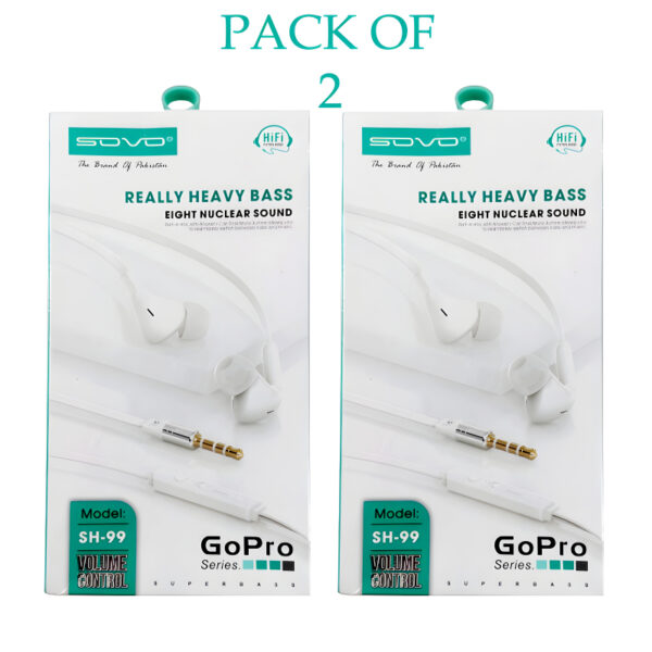 Pack Of 2 SOVO SH-99 GoPro Heavy Bass Comfortable Wear Handsfree - Image 5