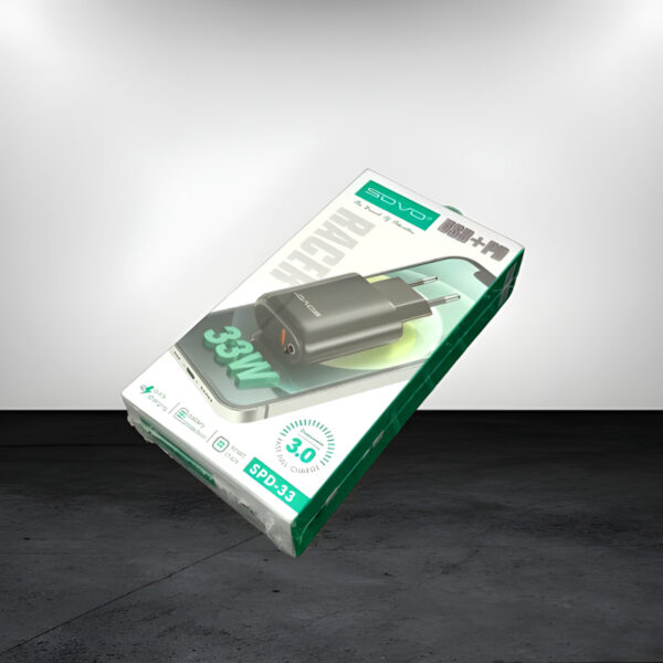 SOVO Racer SPD-33 USB + PD 33W Built-In Intelligent Chip Fast Charging Adapter - Image 6