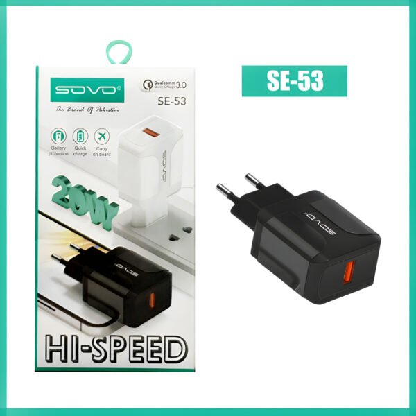 SOVO SE-53 Hi-Speed 20W Quick Charge High-Quality Adapter - Image 4