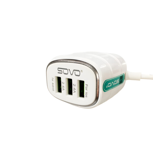 SOVO SG-81 MAGIC 3.1A Superior Speed Micro Charger With 3 USB Outputs - Image 6