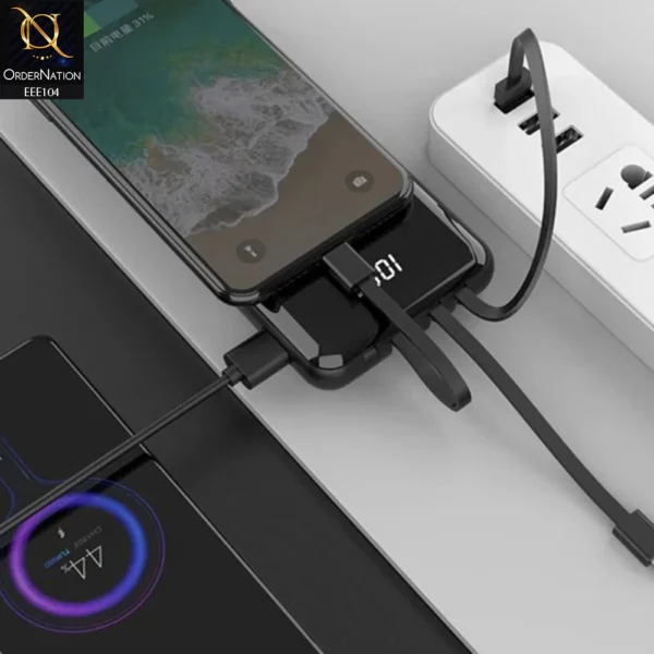 ASPOR A305 10000mAh 15W Wireless Charging Power Bank with 4 Cables - Image 3