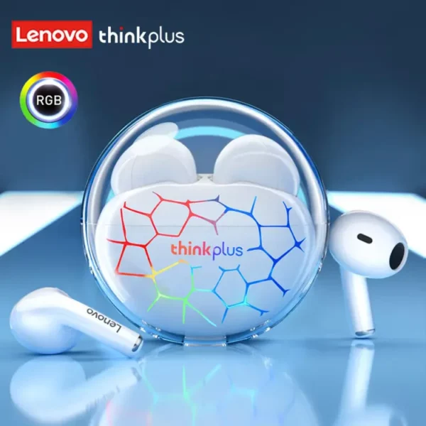 Lenovo LP80 Pro TWS Bluetooth Headphones – RGB, Low Latency, Wireless (Black/White) - Image 3
