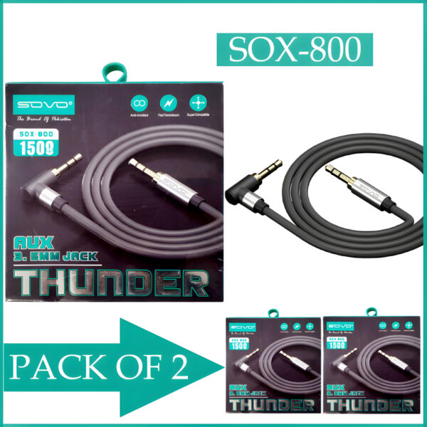 Sovo SOX-800 Thunder Super Fast Transmission Anti-Knotted Aux Cable - Image 2