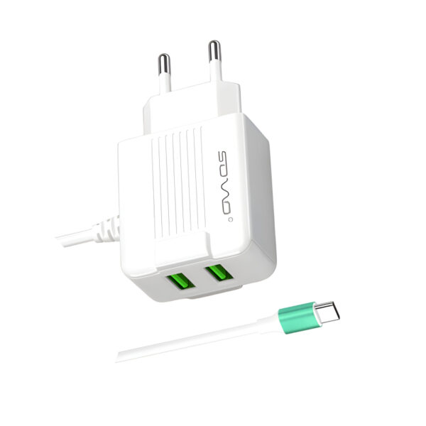 SOVO SG-77 FIRE-TC 2.4A High Quality Type-C Charger With Dual USB Output - Image 3
