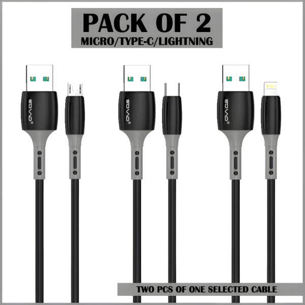 SOVO SC-005 PRIME Pack Of 2 High-Quality Micro, Type-C, And Lightning Cables