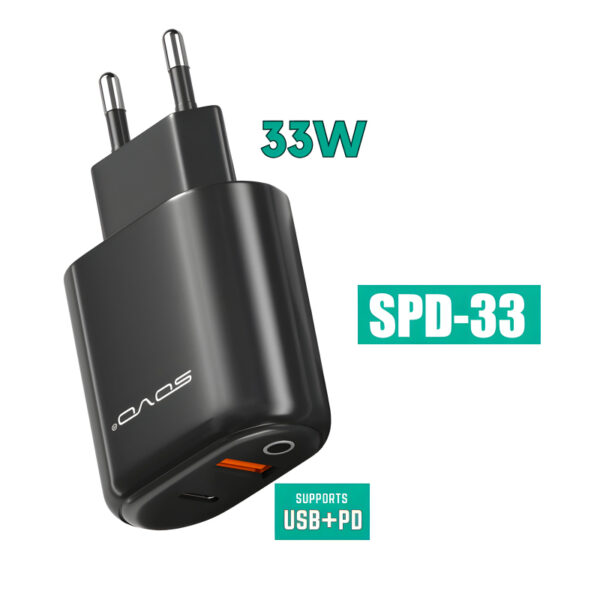 SOVO Racer SPD-33 USB + PD 33W Built-In Intelligent Chip Fast Charging Adapter - Image 3