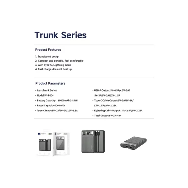 Wi-P004 Trunk Series 10000mAh Power Bank - Image 7