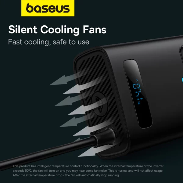 Baseus In-car Inverter 150W (220V CN/EU) in Black CGNB020101 - Image 7