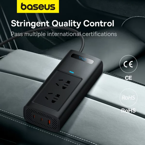 Baseus In-car Inverter 150W (220V CN/EU) in Black CGNB020101 - Image 9
