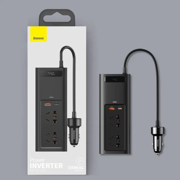 Baseus In-car Inverter 150W (220V CN/EU) in Black CGNB020101 - Image 10