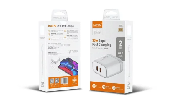LDNIO A2528C 35W Dual USB-C Fast Charger - Image 3