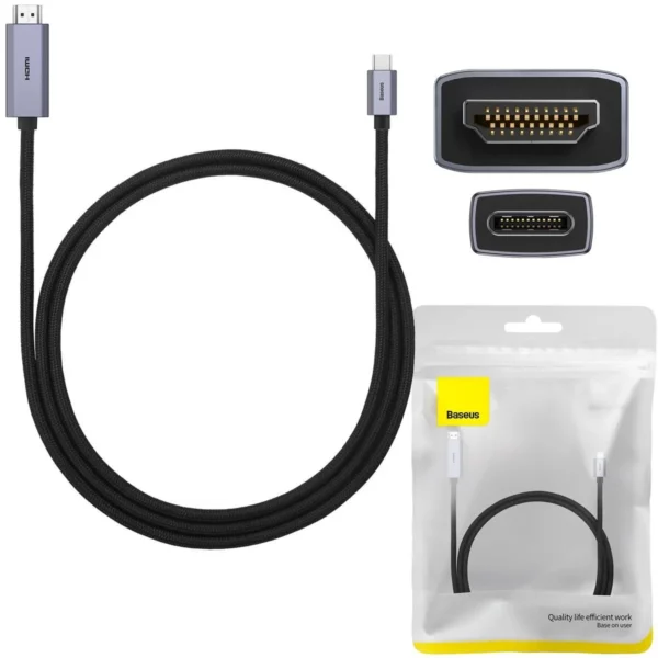 Baseus High Definition Series Type-C to HDMI 4K Adapter Cable – Graphene Build – 1m Black - Image 2