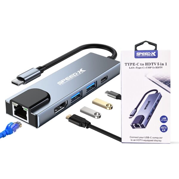 SPEED-X 5 IN 1 MULTI-PORT TYPE C 4K HDMI USB 3.0 CONVERTER - Image 2