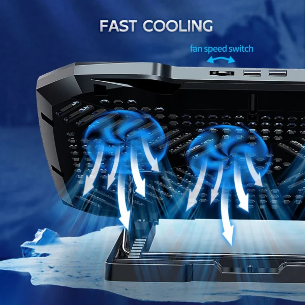 F2 PLUS COOLCOLD GAMING COOLER 3 BIG FANS COOLING PAD FOR 10-15.6 - Image 3