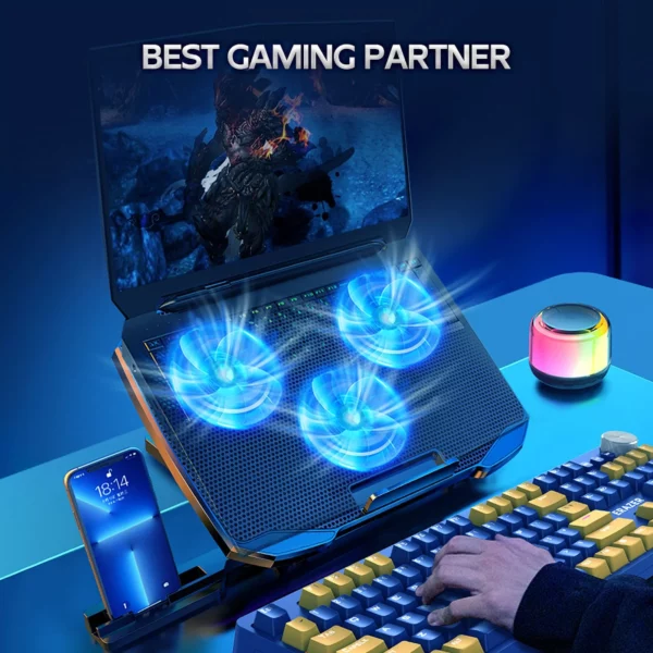 F2 PLUS COOLCOLD GAMING COOLER 3 BIG FANS COOLING PAD FOR 10-15.6 - Image 2