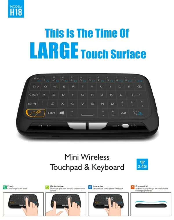 H18+ 2.4GHZ WIRELESS KEYBOARD FULL TOUCHPAD BACKLIGHT KEYBOARD - Image 6