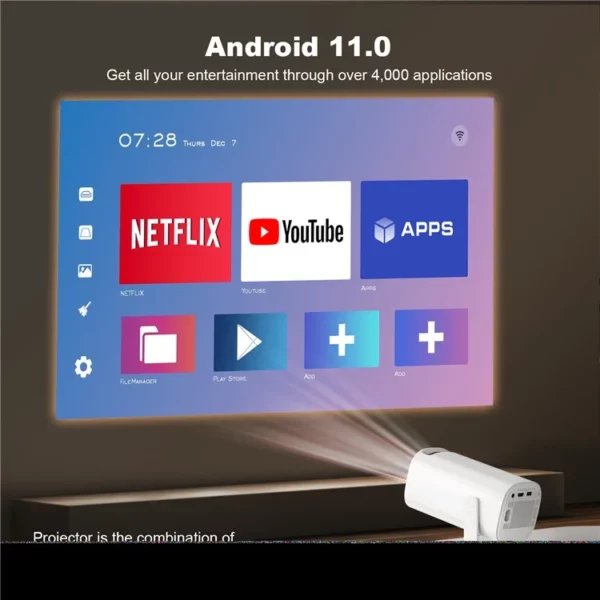 P30 1080P (150 ANSI) MINI 4K Android 11.0 DUAL WIFI AND BLUETOOTH 1GB+8GB PORTABLE PROJECTOR FOR HOME - Image 8