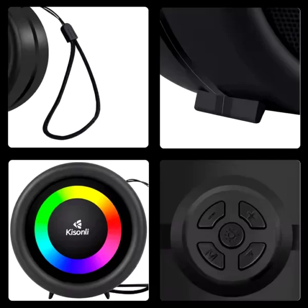 KISONLI S16 TWS DJ POWERED PORTABLE MINI FM RADIO SPEAKER WITH SOFT CORD HANDLE - Image 3
