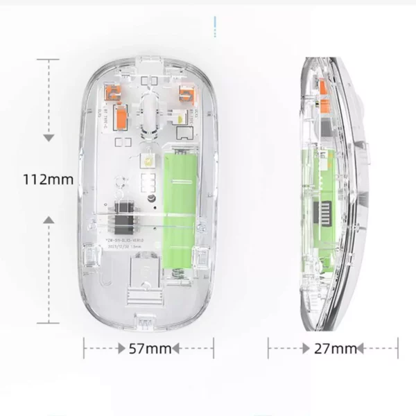 TRANSPARENT WIRELESS+BLUETOOTH DUAL-MODE RECHARGEABLE MOUSE - Image 2