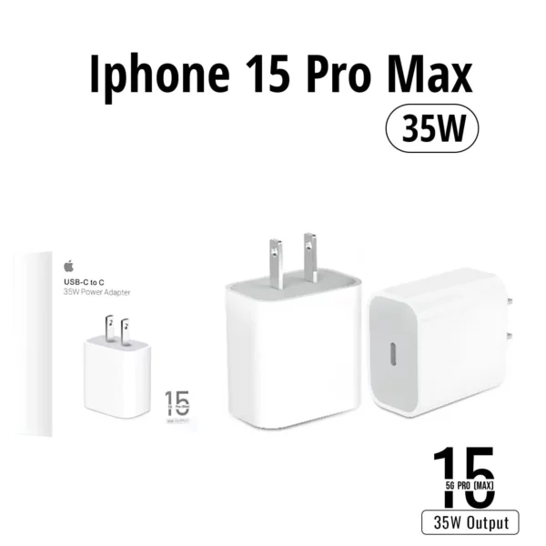 IPHONE 15 PRO MAX 2 PIN (US PIN) 35W USB-C POWER ADAPTER - Image 2